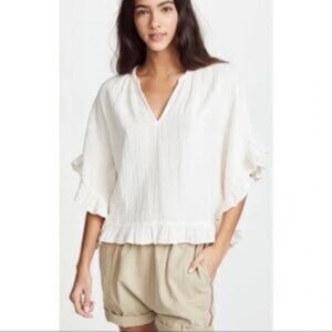 Xirena | White Remy Ruffle Cotton Gauze Blouse S Coastal Bohemian Beachy Travel